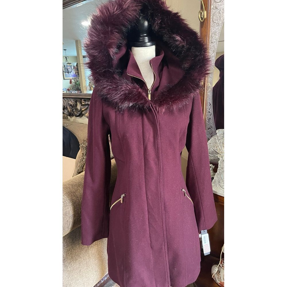 NWT Preston & York Fit & Flare Faux Fur Trim Hood Coat‎ size 6